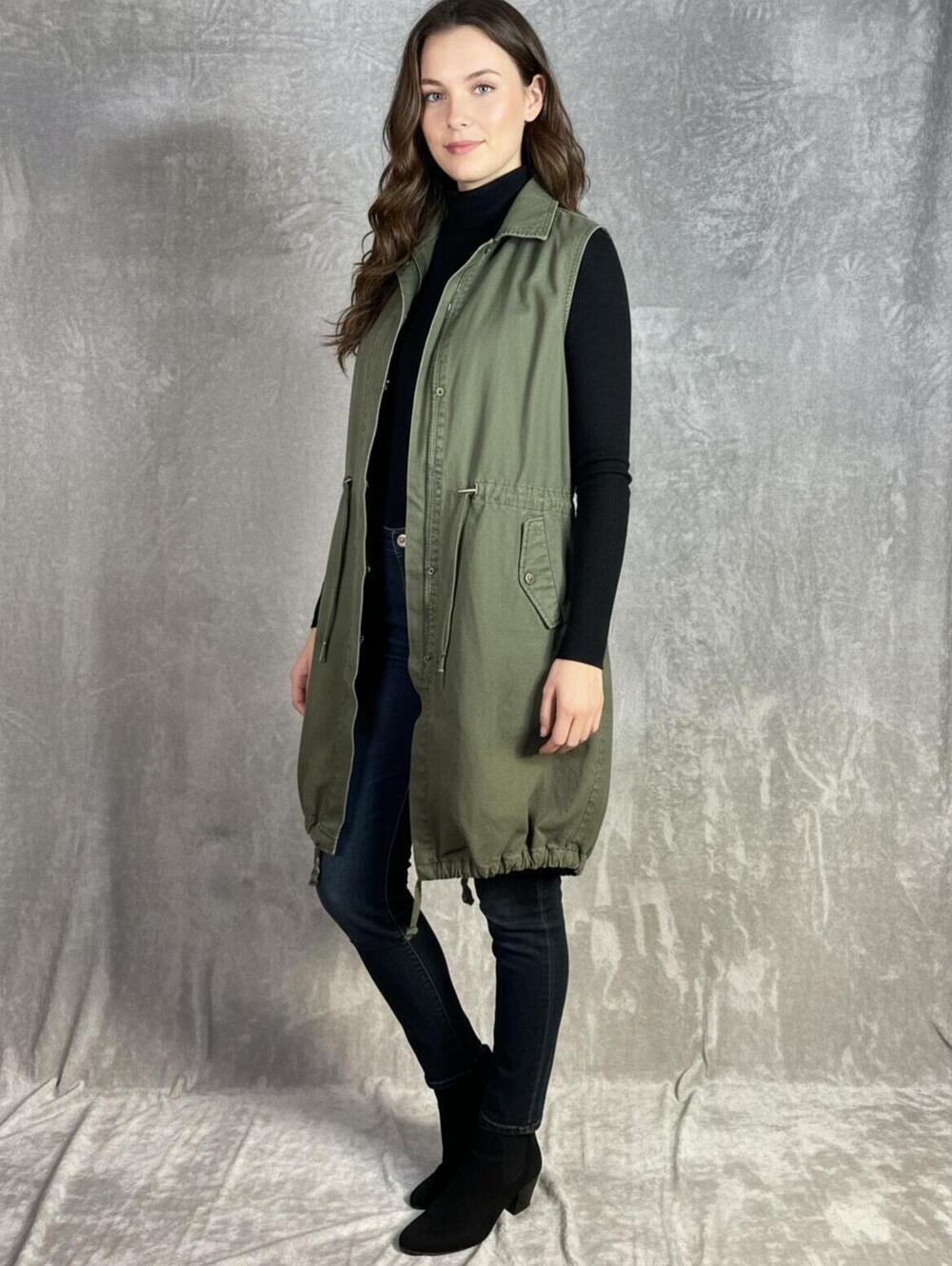 Ro&De Olive Green Sleeveless Utility Vest‎ Jacket SZ SM